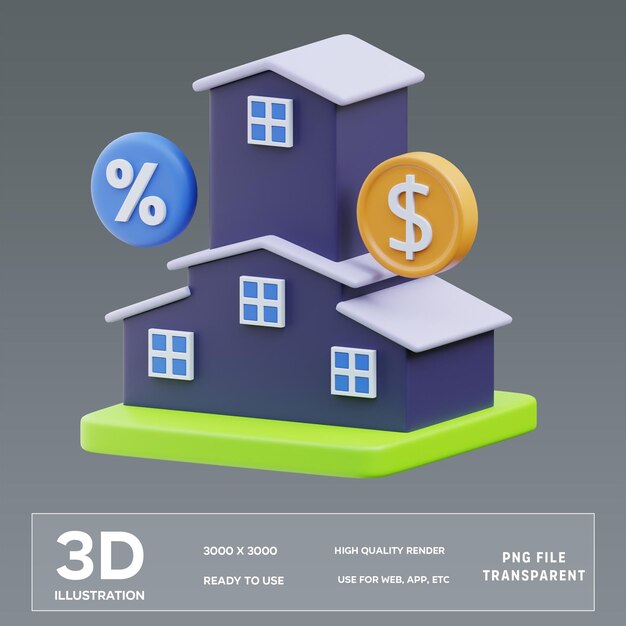 PSD psd property investment 3d illustration