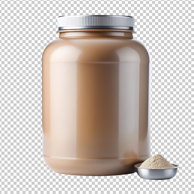 PSD of a protein powder container bottle on transparent background