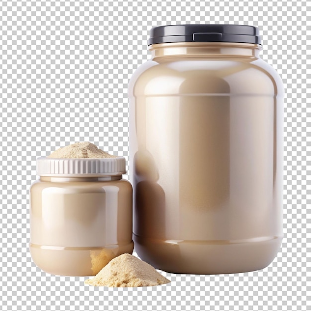 PSD of a protein powder container bottle on transparent background