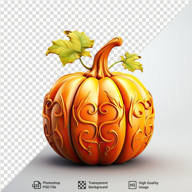 PSD PSD 3d illustration cartoon of pumpkin and isolated on transparent background