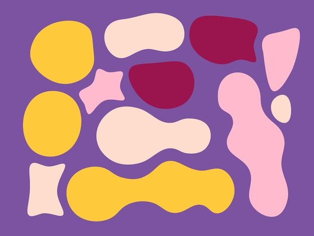 Psd Purple colorful abstract shapes blob fluid hand drawn organic shapes seamless