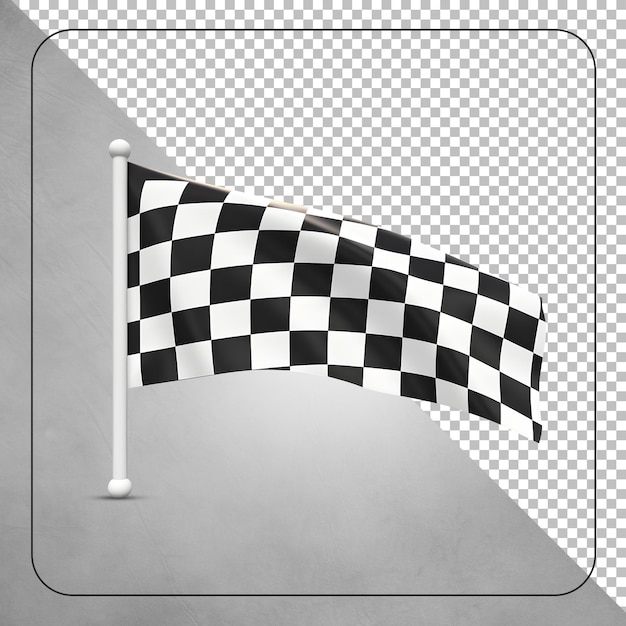 PSD race checkered flags with realistic design isolated on transparent background