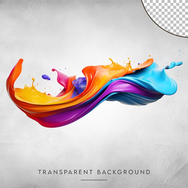 PSD rainbow paint splash isolated on a transparent background