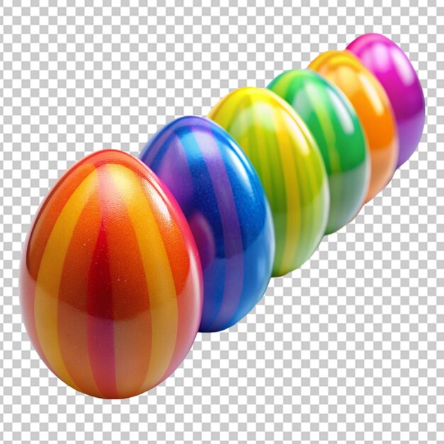 PSD of a rainbow parade of Easter eggs on transparent background