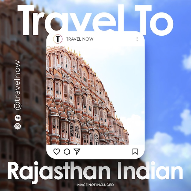 PSD psd rajasthan indian travelling and tour promotional design for social media and instagram post