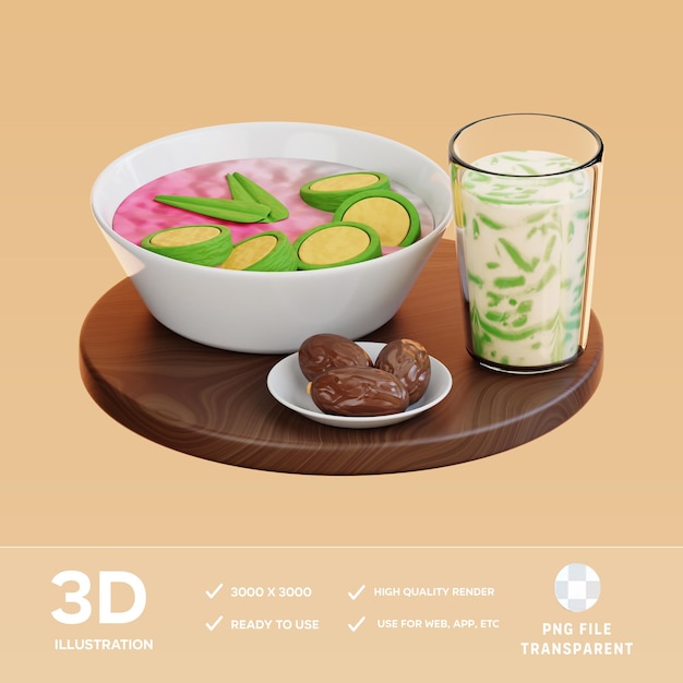 PSD ramadan food 3D Illustration