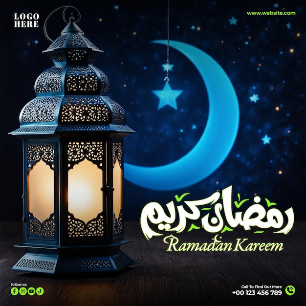 PSD ramadan kareem bunner social media post design template for ramadan