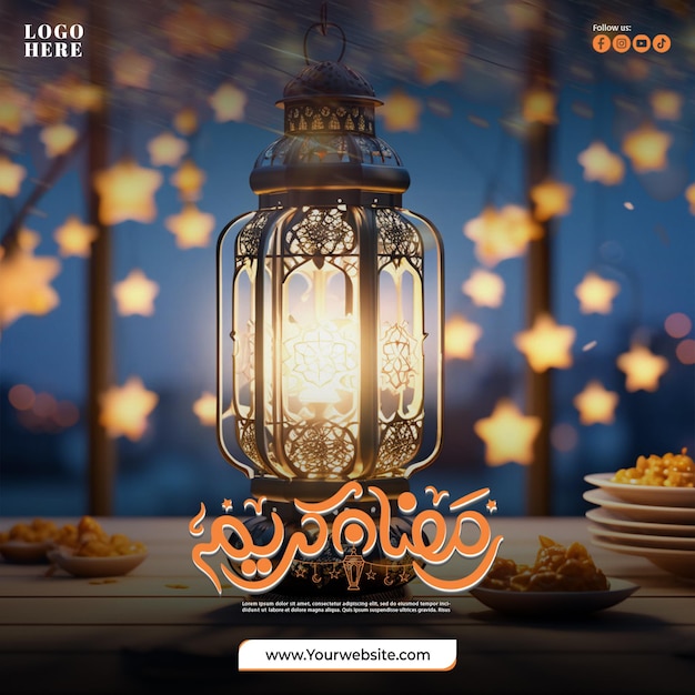 PSD ramadan kareem bunner social media post design template for ramadan