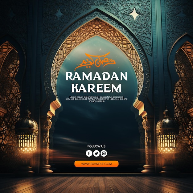 PSD ramadan kareem traditional islamic festival creative social media post design template