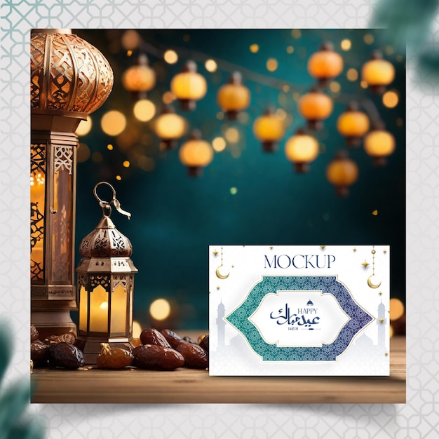 PSD ramadan print and book mockup flat lay