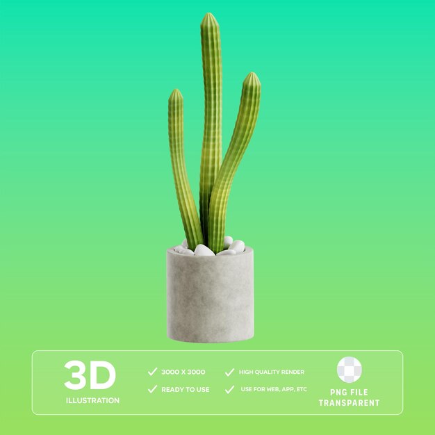 PSD psd rat tail cactus 3d illustration