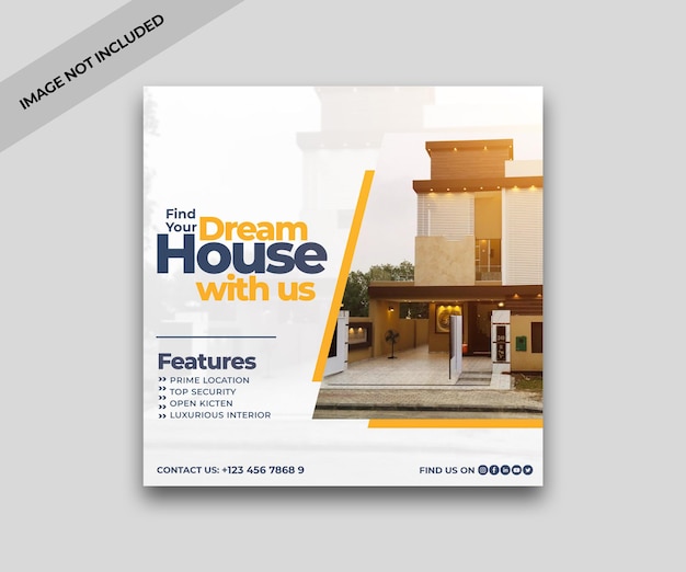 PSD real estate dream home social media instagram post or web banner template