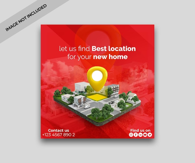 PSD real estate find best home instagram post or social media banner template