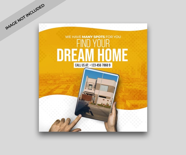 PSD real estate find dream home instagram post or square web banner template