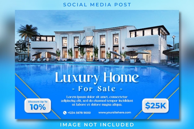 PSD real estate house property instagram post or social media banner template