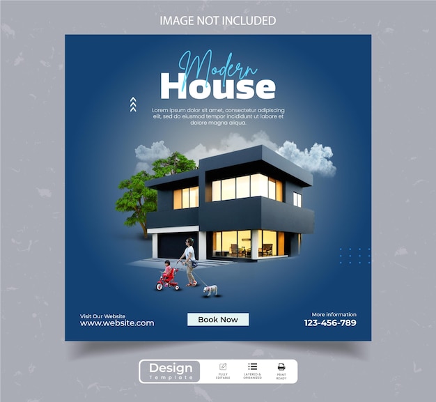 PSD Real estate house social media post or Instagram square banner template