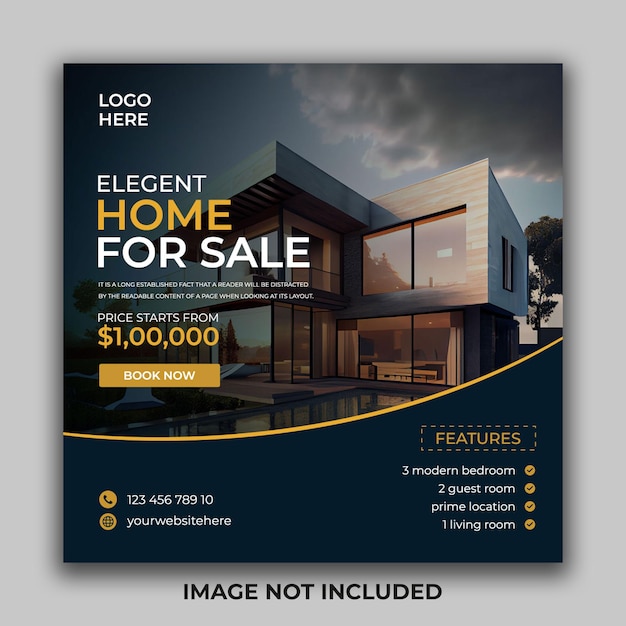 PSD real estate house social media post or square banner template