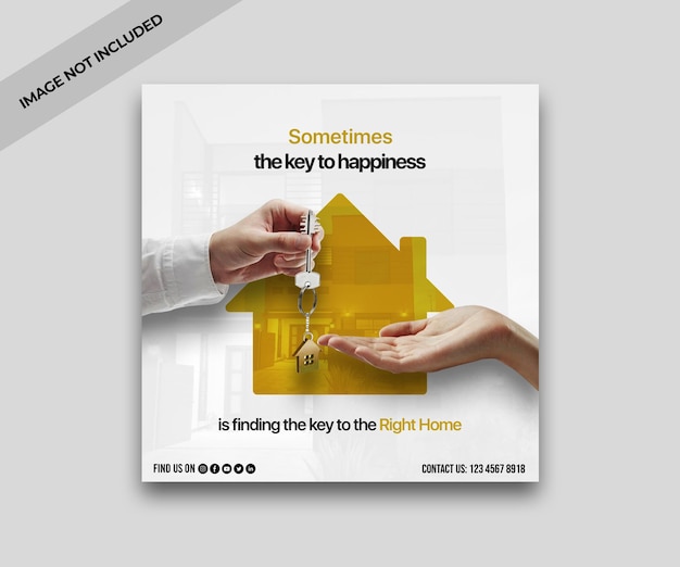 PSD psd real estate key of happiness instagram posts design template