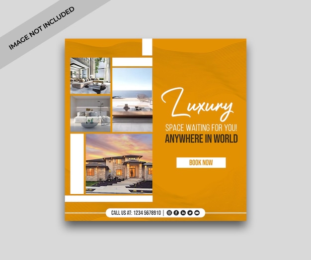 PSD real estate luxary home instagram post or social media template