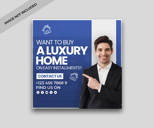 PSD real estate social media instagram post and banner template