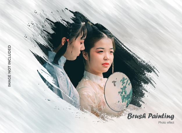 PSD realistic brush painting art photo effect