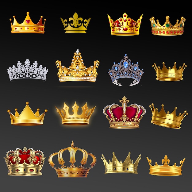 PSD realistic golden crown set