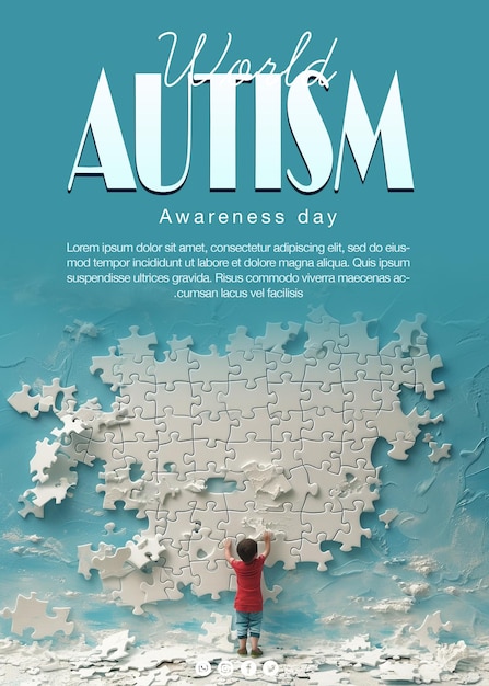 PSD Realistic world autism awareness day banner and backgroundSD