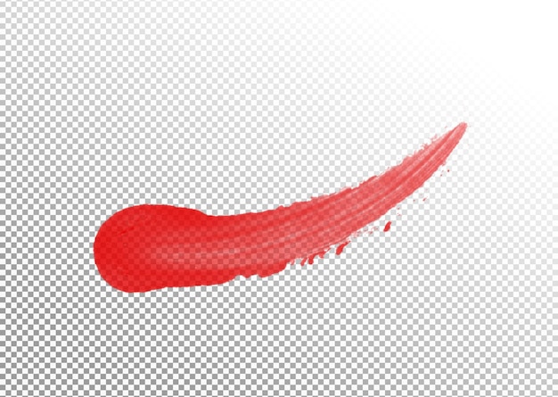 PSD red color brush stroke on transparent background