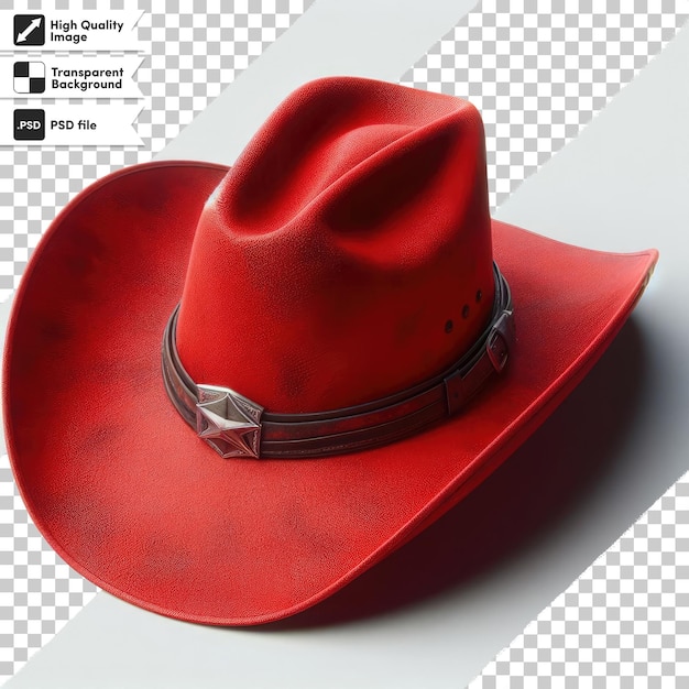 PSD red cowboy hat on transparent background with editable mask layer