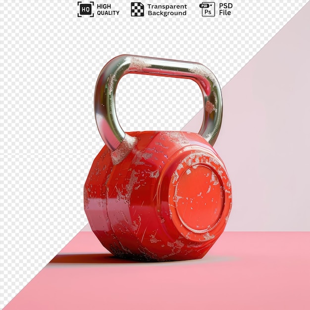 PSD psd red gym weight kettlebell isolated on a transparent background