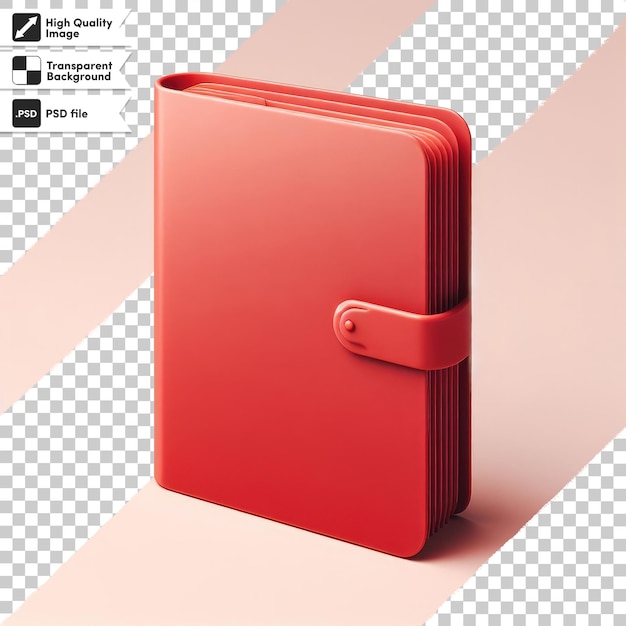 PSD red notebook isolated on transparent background