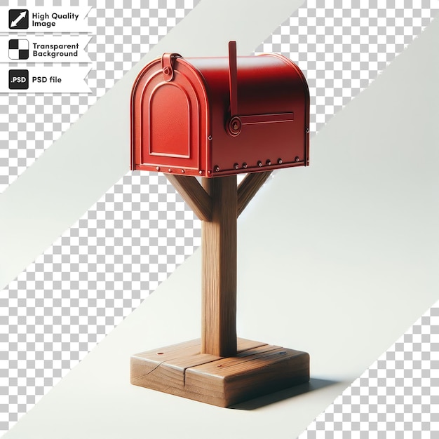 PSD red post box with mail on transparent background with editable mask layer