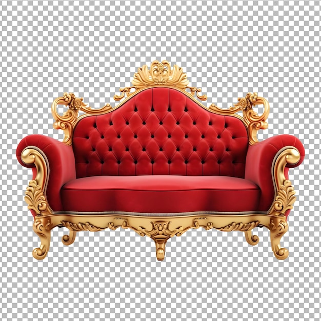 PSD Red royal sofa isolated on transparent background