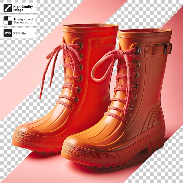 PSD red rubber boots on transparent background