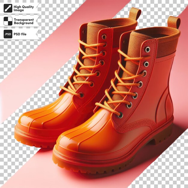 PSD red rubber boots on transparent background