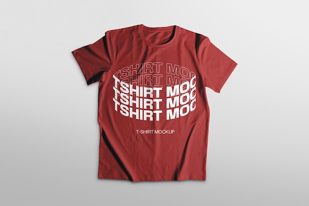 PSD Red Wrinkled TShirt Mockup Template Design