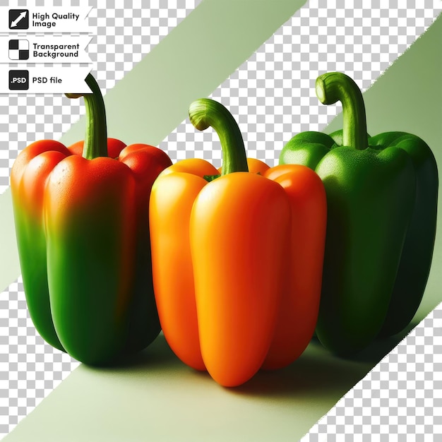 PSD redgreen and yellow peppers on transparent background