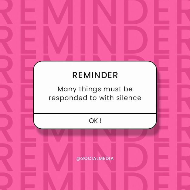 PSD Reminder Quotes Notification Design for Social Media and Instagram Post Template