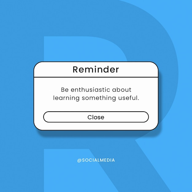 PSD Reminder Quotes Notification Design for Social Media and Instagram Post Template