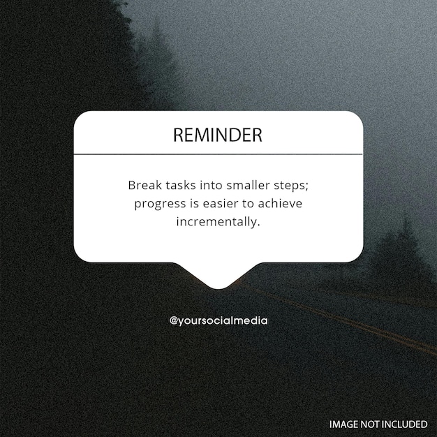 PSD Reminder Quotes Text Box Design for Social Media and Instagram Post Template