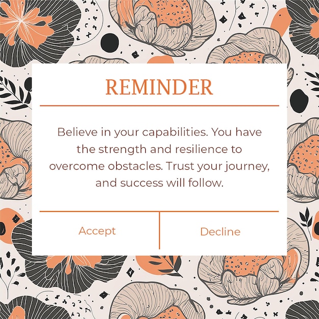 PSD psd reminder with flower background instagram post template