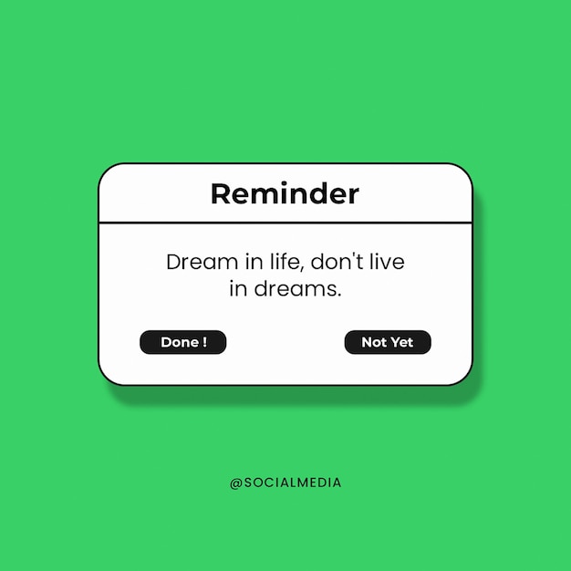 PSD Reminder with green bbackground instagram post template