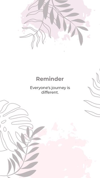 PSD Reminder with leaf and white texture design instagram stories template