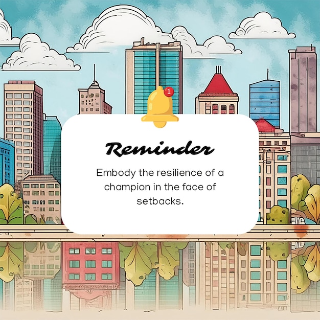 PSD psd reminder with view city background instagram post template