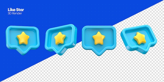 PSD rendering of Instagram like star like reaction 3D