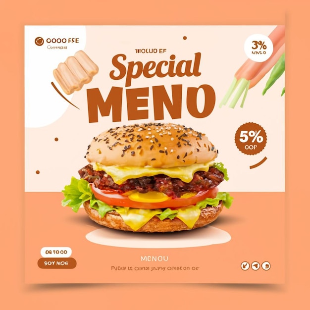 PSD Restaurant food menu social media banner template