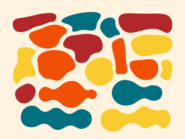 Psd retro colorful abstract shapes blob fluid hand drawn organic shapes seamless