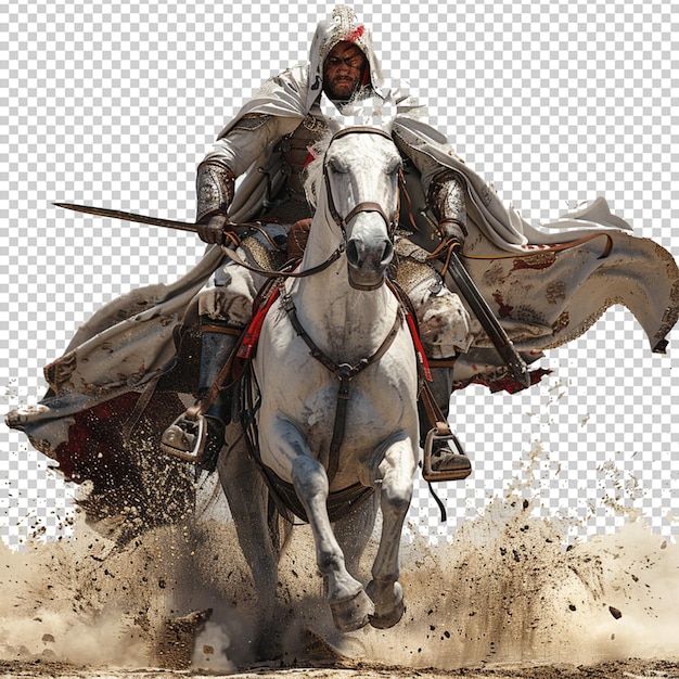 PSD rider warrior on horseback 3d rendering isolated on a transparent background