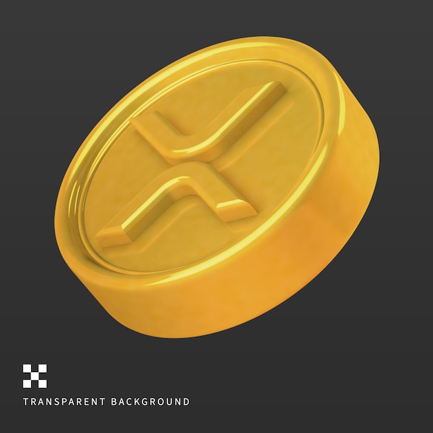 PSD ripple coin gold 3D Illustration