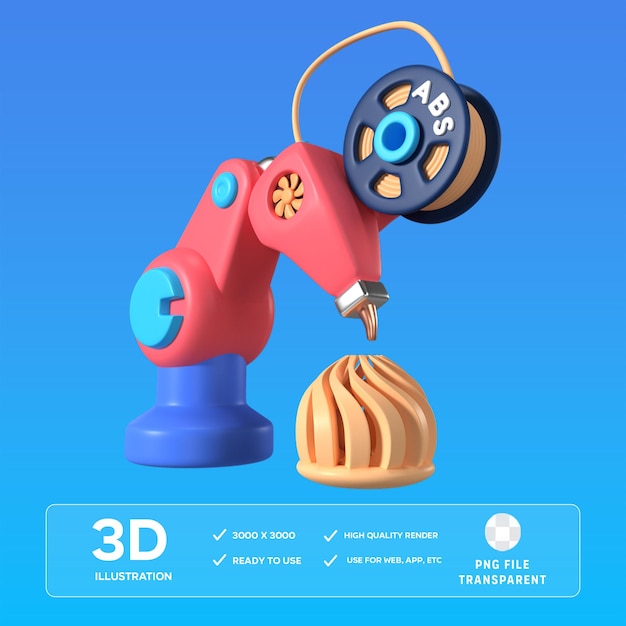 PSD robot arm 3D printer 3D Illustration